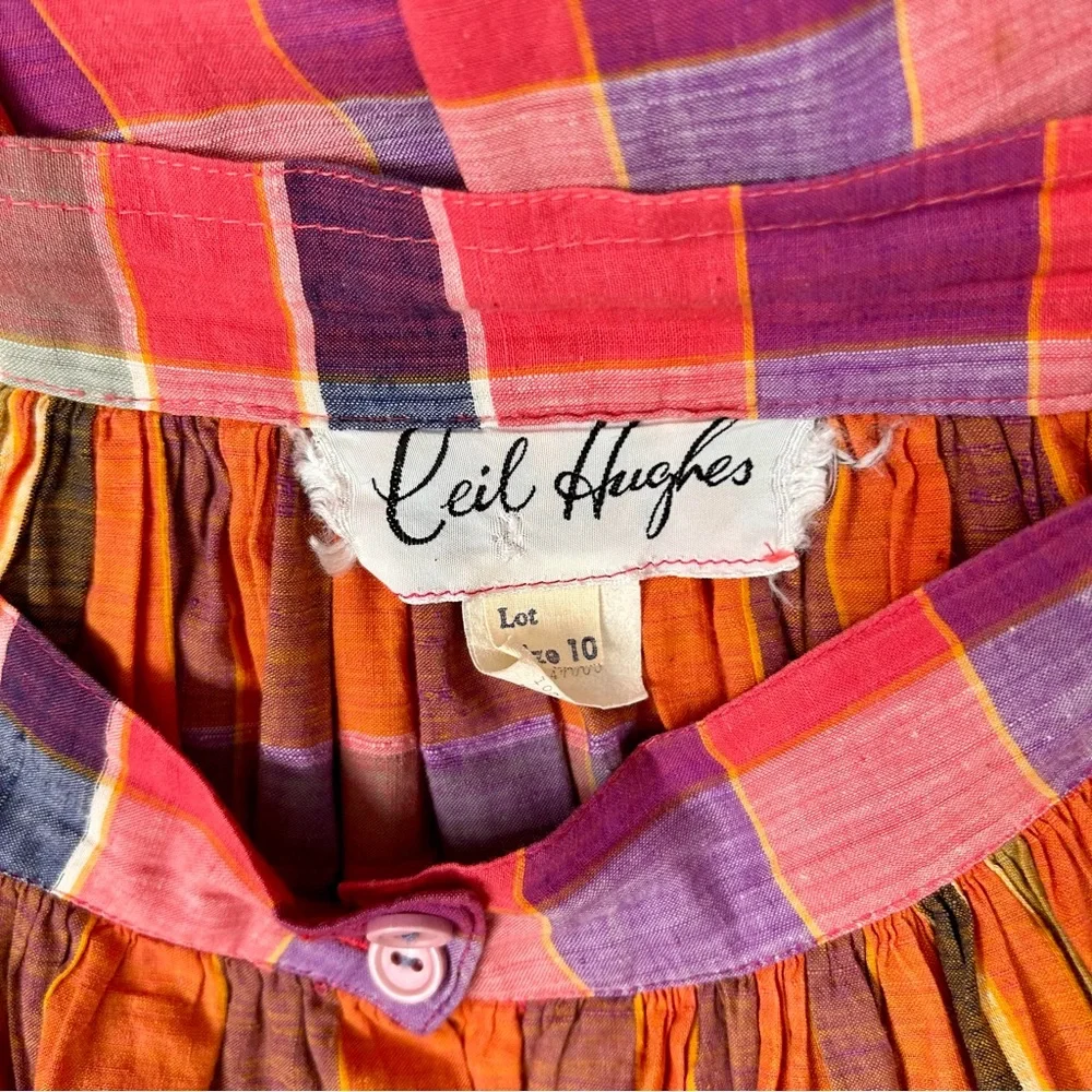 Vintage intarsia plaid button front midi skirt with pockets - Picture 4 of 4